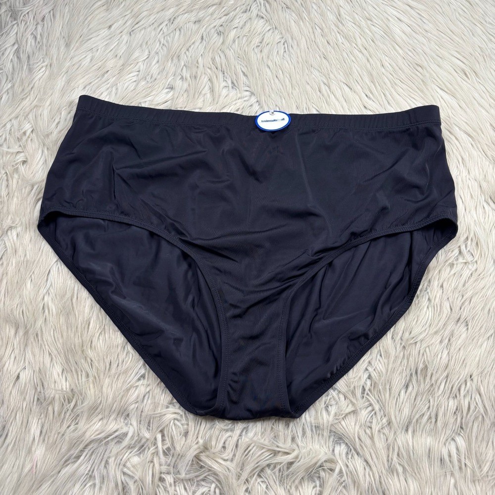 NWT Swimsuits for All Women's Plus 30 Black Classic High Rise Brief Bottom